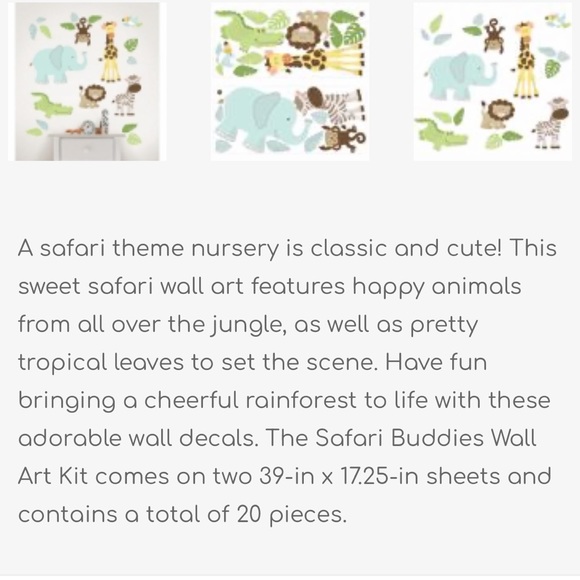 Wall Pops! Safari Buddies Wall Art Kit New In Package - Picture 3 of 11